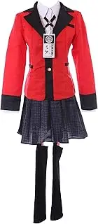 Kawaii-Story Yumeko Jabami MN-193 Red Black Suit Women's School Uniform 7-Piece Set Cosplay Costume (XXXL)