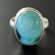 Natural Blue Turquoise Navajo Sterling Silver Ring Size 6 11430