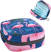 Period Bag,Sanitary Napkin Storage Bag,Flamingo Tropical Palm Leaf,Tampon Bag for Purse