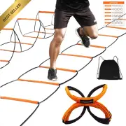 All-In-One Agility Ladder Set, Speed Training, 8 & 4 Rung, Foldable, Soccer