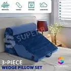 Memory Foam Wedge Pillow Set Sleep Leg Raiser Elevation Back Support Cushion