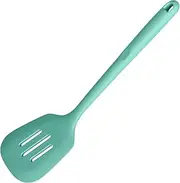 U-Taste 9.5cm Wide Slotted Turner - 315℃ Heat Resistant 34cm Non-Stick Food Grade Silicone Cooking Egg Spatula, Flexible and Stiff Seamless Rubber Kitchen Utensil for Pancake, Burger, Steak(Aqua Sky)