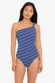 Ralph Lauren L42832 Harper Stripe One Shoulder One-Piece Women's Size 6