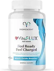 VitaFLUX Women's Nitric Oxide Booster Supplement, Increase Circulation, Boost Energy & Heart Health - Essential Amino Acids L Arginine, L Citrulline, L Carnitine, Zinc by Promescent (180 Capsules)