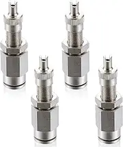 4 Pieces Inflation Schrader Valve for 1/4 Air Line with 1 Warning Sticker Air Line Compression Air Hose Quick Connect Air Valve Air Tool Fittings (PTC Style)