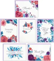 Hallmark Thank You Cards Assortment, Painted Flowers (48 Cards with Envelopes for Baby Showers, Wedding, Bridal Showers, All Occasion)