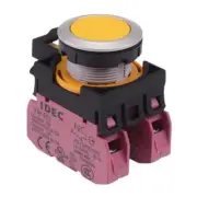 IDEC CW Series Yellow Metallic Momentary Flush Push Button Switch 2NC IP65