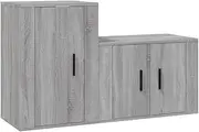 2 Piece TV Cabinet Set, Grey Sonoma Engineered Wood TV Stand & Entertainment Unit for Living Room, Sturdy Storage Solution with Modern Design, Space-Saving for Small Homes
