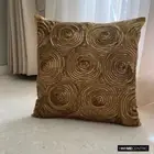 Cushion Case Gold 16"x16", Room Decor Silk Sequin Embellished - Golden Touch