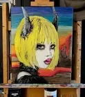 ‘All Good Girls’ Orig Painting on Canvas: Demon, Girl, Pop Art,