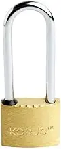 Korjo Solid Brass Padlock Luggage Long Shackle Lock, Travel