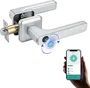 LKUWEE Smart Lock, Fingerprint Door Lock Set, Keyless Entry Door Knob with APP/Code/Keys/Fingerprint, Electronic Keypad Lock Remote APP Control, Reversible Handle