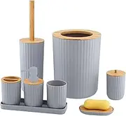 Bathroom Decor Sets,Stainless Steel Bathroom Set Collection | Includes Bin and Toilet Brush, Trash Can, Soap Dispenser, Toothbrush Holder Cup, Soap Dish Holder,
