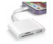 SD Card Reader for iPhone, Memory Card Reader with USB Camera Adapter Plug.