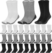 [Usavemo] 30 Pairs Mens Crew Athletic Socks Cushion Running Socks Ourdoor Sports Socks for Men Size 10-13, Multi, One Size