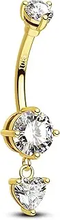 [CM Crareesi Mania] 10K Solid Gold Belly Button Ring Dangle 10K Yellow Gold Belly Rings Navel Piercing Jewelry