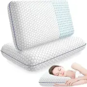 Memory Foam Pillows for Side, Back and Stomach Sleepers, Set of 2, Bed Pillow...
