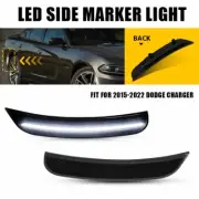 Fit 15-22 Dodge Charger Rear Smoke LED Side Marker Lights Signal White Lamp 2pcs