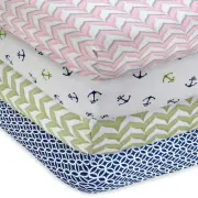 Wendy Bellissimo Mix & Match Fitted Crib Sheet Anchor Chevron Geometric Safari