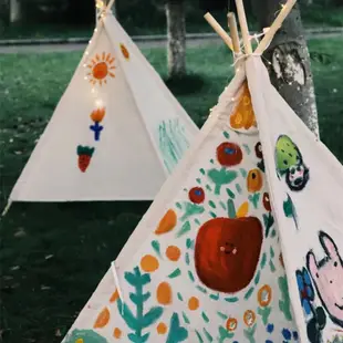 兒童手繪帳篷 diy手工材料繪畫塗鴉彩繪布料 幼兒園戶外活動遊戲屋