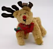 VTG 1990-95 Boyds Bears 6" Posable/Jointed Rudolph Reindeer Plaid Shirt