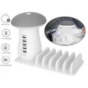 5 Multi Port USB Hub Quick Charger Mushroom Lamp Fast Charging Dock Station