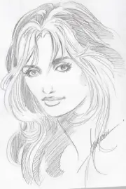 ROGUE X-Men Original Art Sketch by MIKE GRELL ECCC 2000's 9"x12" Pencil Headshot