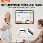 24"x18" Monthly Calendar Whiteboard & Cork Board Combo with Aluminum Frame