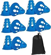 QSTDGVPW 10 Pieces Skating Marker Cones Skating Training Cones with Storage Bag for Outdoor