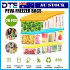 20PCS PEVA Silicone Food Storage Bags Reusable Zip Lock Pouch Fresh Sealer AUS