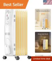 Energy Efficient 1500W Indoor Radiator Heater with Thermostat & Safety Features