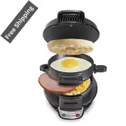 Hamilton Beach Breakfast Sandwich Maker with Egg Cooker Ring, Mini Waffles Black