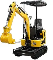 1 Ton Mini Excavator Machine Crawler Excavator with Kubota/B&S Engine & All-Terrain Tracks, Trench Digger with Canopy Wide Bucket for Warehouse Farm Garden Narrow Lane (Kubota D722 Diesel Engine)