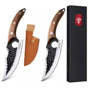 2PCS Chef Knife Japanese Kitchen Knives w/ Sheath Gift Box for Hunting Camping