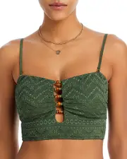 La Blanca Salt Embroidered Eyelet Bandeau Bikini Top