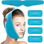 Wisdom Teeth Ice Pack Head Wrap, 4 Reusable Hot & Cold Gel Packs, Face Ice Pack for TMJ Relief, Surgery Recovery, Pain Relief for Jaw, Chin, Oral, Facial, Dental Implants