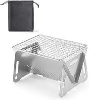 Hbluefat 12In Mini Stainless Steel Folding Campfire Grill, Detachable Small Portable Camping Grill witt Carrying Bag for Picnics, Backpacking, Outdoor