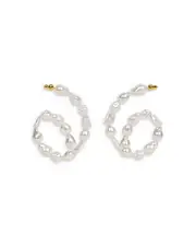 Cult Gaia Kiara Imitation Pearl Curled Drop Earrings in Gold Tone