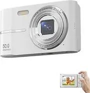 Auracam - 2000's Aesthetic Digital Camera, 50MP Camera, HD 1080P Portable Small Cameras, 16X Zoom Anti Shake for Teens Adult Beginner (White)