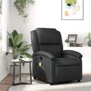 Massage Recliner Chair Black Real Leather vidaXL