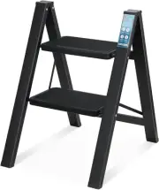2 Step Ladder, Folding Step Stool with Wide Anti-Slip Thickened Pedal, Foldable