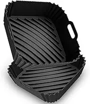 Viretec Air Fryer Silicone Liners 2 Pack, Reusable Square Airfryer Basket Liners for 4-7Qt, Air Fryer Silicone Baking Tray for Ninja, Cosori, Chefman, Instant Airfryer, Oven Microwave Pot Accessories