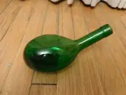 Vintage 8" Green Glass Large Ewer Slanted Bottle SUPER CLEAN!!!