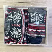 Original Muk Luks Reversible Accessories Set Beanie, Scarf, Gloves, Wristwarmer