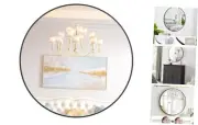 24 Inch Black Circle Mirror, Wall Mounted Round Mirror with Metal Frame for