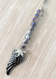 Angel Wings Hematite Dragonfly Car Charm Suncatcher Sympathy Memorial Loss Gift