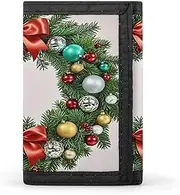 [QMKFWT] Christmas Wreath of Evergreen Branches Casual Wallet Credit Card Holder Premium Document Organizer Case for Men And Women