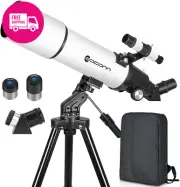 EACONN 80mm Refractor Telescope 600mm w/ Tripod Phone Adapter Backpack