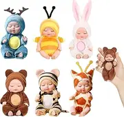 [Blogiiup] Baby Doll, Mini Baby Dolls, 6PCS 4 Inch Cute Posable Little Dolls, Lifelike Realistic Mini for Kids 3+ Birthday Shower