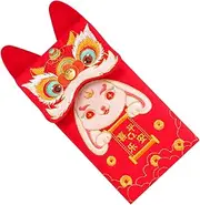 LALAFINA Rabbit Year Red Envelopes Embroidered Money Bags for Lunar Year Red String Included Chinese Spring Festival Present Pockets Joyful Cash Holders for All Ages